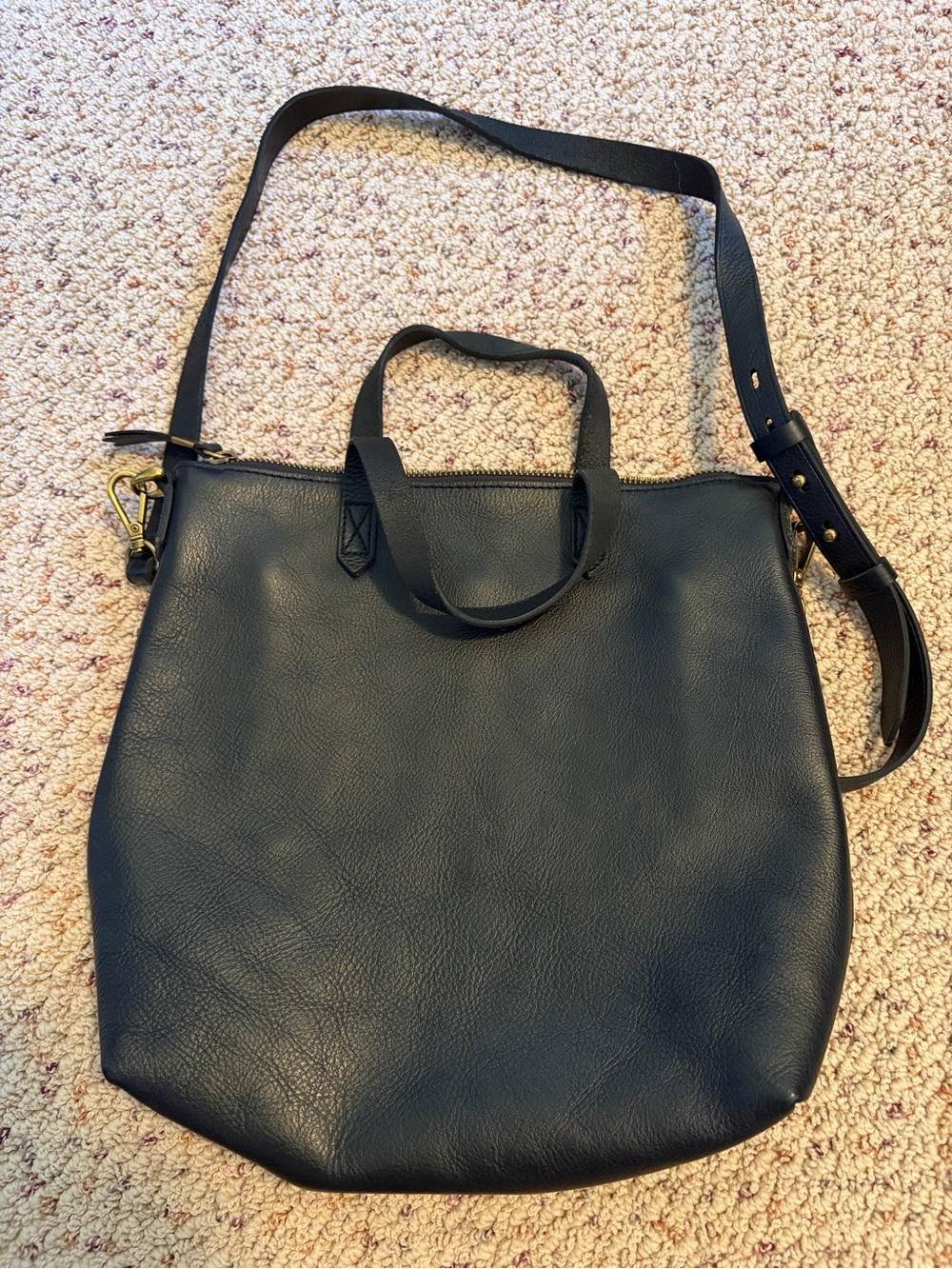 Madewell Black Leather Crossbody Tote with Top Handles